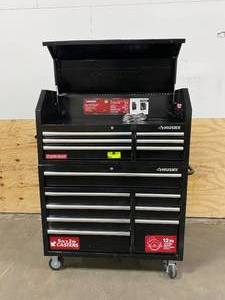 lot 14 image: HUSKY 46 in. 14-Drawer Tool Chest and Cabinet Combo in Black