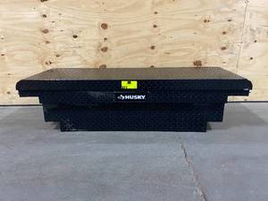 lot 15 image: HUSKY 61.86 Matte Black Aluminum Low Profile Crossbed Truck Tool Box