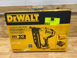 lot 25 image: DEWALT 20-Volt Max 16-Gauge Cordless Angled Finish Nailer Kit