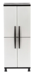 lot 33 image: HDX 27 in. W 4 Shelf Plastic Multi-Purpose Cabinet in Gray