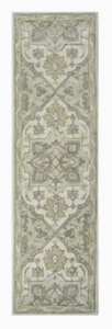 lot 68 image: ALLEN  ROTH Brookford 2 x 8 Ivory Soft Green Indoor Medallion Oriental Handcrafted Runner