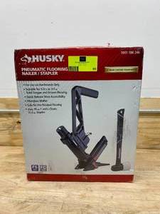 lot 69 image: HUSKY Pneumatic 3-in-1 15.5-Gauge and 16-Gauge 2 in. Flooring Nailer and Stapler with Quick Jam Release