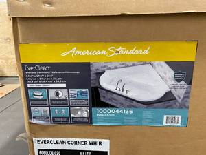 lot 3 image: AMERICAN STANDARD EverClean 77 in. Acrylic Corner Drop-in Whirlpool Bathtub in White