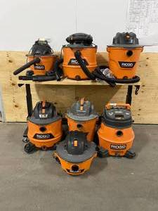 lot 106 image: Salvage Pallet of Ridgid Shop Vacs (various models)