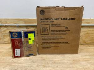 lot 93 image: GE 100 Amp 12-Space 22-Circuit Main Breaker Indoor Load Center Contractor Kit and GE PowerMark Plus 125 Amp 4-Space 8-Circuit Single-Phase Indoor Main Lug Circuit Breaker Panel