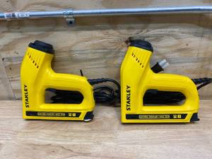 lot 94 image: STANLEY Lot of 2-  Electric Stapler and Brad Nail Guns