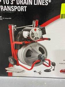 lot 5 image: RIDGID 115-Volt K-400 Drain Cleaning Drum Machine with C-32 38 in. Integral Wound Cable and Tool Set (Retail $509)
