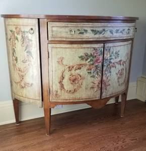 lot 1 image: Hand Painted Demi Lune Console Dresser