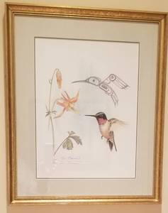 lot 26 image: Indigenous Humingbird Watercolor Print by Artist Sue Coleman Signed Numbered 223350