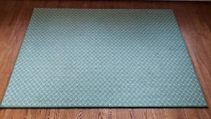 lot 17 image: Mossy Green and Cream Area Rug, 54 x 72