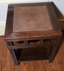 lot 20 image: Woven Wicker Insert Side Table by Palecek