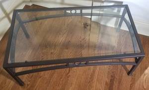 lot 19 image: Contemporary Black Metal Framed Coffee Table