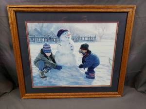 Brothers Building a Snowman Print