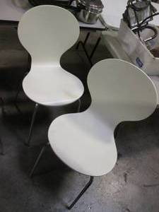 lot 137 image: (2) White Chairs Some Scuffing on ...