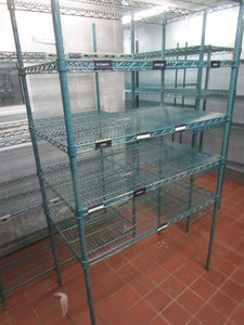 lot 50 image: (3) Racks (1) Alum 18X48X75 (2) Wire 24X48X75 & 24X42X75