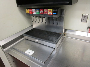 lot 56 image: SS Table wFountain Pop Dispenser & Sink 108X30X36