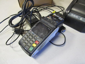 lot 247 image: Credit Card Machine, Printer, Scanner & Box of Thermal Receipt Rolls