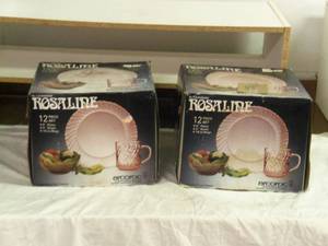 2 Boxes of Rosaline 12pc dish sets...