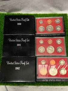 lot 44 image: 1980, 1981, 1982 United States Proof Sets