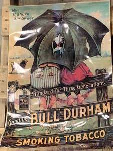 lot 56 image: Bull Durham Tobacco Poster 17 x 24