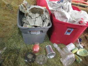 lot 60 image: (2) Totes, One With Lid Full Of Gla...