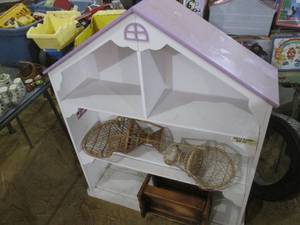 lot 106 image: Large Doll House, Wicker Doll Chair...