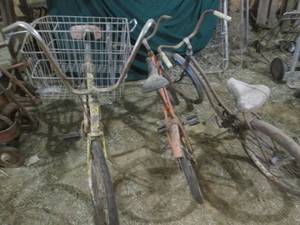 lot 131 image: (3) Vintage Bikes, One Has Basket ...