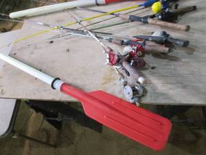 lot 180 image: Fishing Rods, & 2 Plastic Oars...
