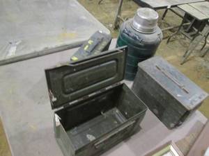 lot 188 image: Ammo Cases & Metal Thermos...
