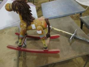 lot 192 image: Wood Rocking Horse & Pogo Stick...