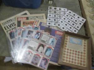 lot 195 image: Elvis Newspaper, Coins, & Pennies I...