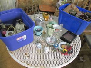 lot 207 image: 2 Totes of Vintage Dcor & Misc. ...