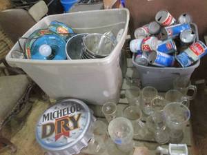 lot 231 image: (2) Totes Of Vintage Beer Items...