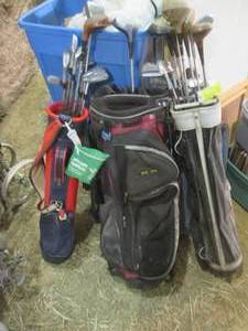 lot 250 image: (3) Golf Bags, Some With Clubs See...