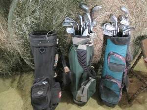 lot 251 image: (3) Golf Bags, Some With Clubs See...