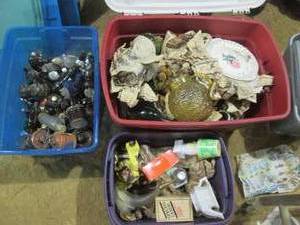 lot 253 image: (3) Totes, One With Lid Full of Vin...