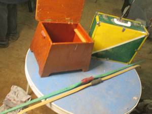 lot 257 image: Wood Step Stool, Metal Suitcase, an...