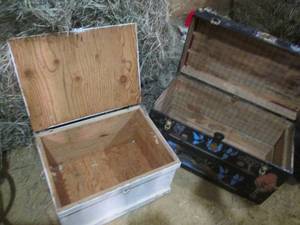 lot 260 image: (2) Wood Trunks, One is Painted...