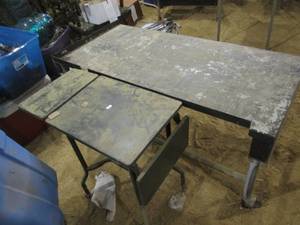 lot 306 image: Rolling Work Bench, and Table With ...