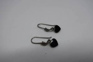lot 98 image: Sterling Black Heart Earrings