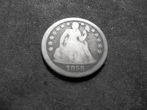 1858 Seated Liberty Dime