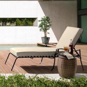 22 x 74 Sunbrella Canvas Flax Outdoor Chaise Lounge Cushion by Home Decorators Collection (NO SLIPCOVER)