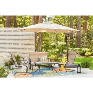 8 ft. Square Aluminum Cantilever Offset Outdoor Patio Umbrella in Putty Tan by Hampton Bay. Retail $300
