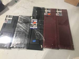 lot of 5 unused Shutters. See pictures for sizes and colors