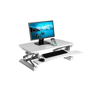 AIRLIFT White 35.4 in Height Adjustable Standing Desk Converter Workstation With Dual Monitor Riser