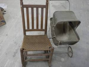 lot 338 image: Childs Rocker and Doll Stroller...