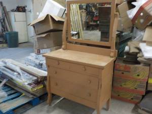lot 339 image: 2 piece Antique Wood Dresser and Mi...