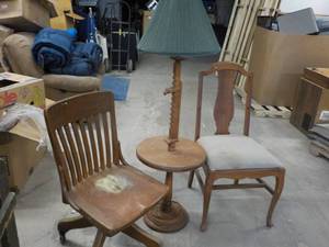 lot 346 image: Office Wood Chair, Floor Lamp, and ...