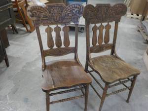 lot 348 image: 2 Carved Wood Chairs...