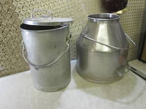 lot 45 image: (A-3T) 2 Large Stainless Steel Cont...